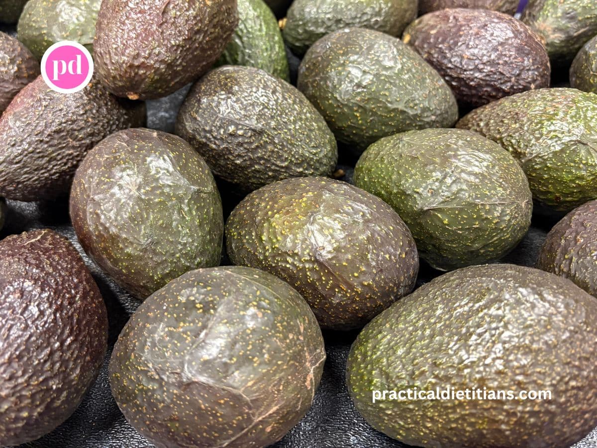display of whole avocados