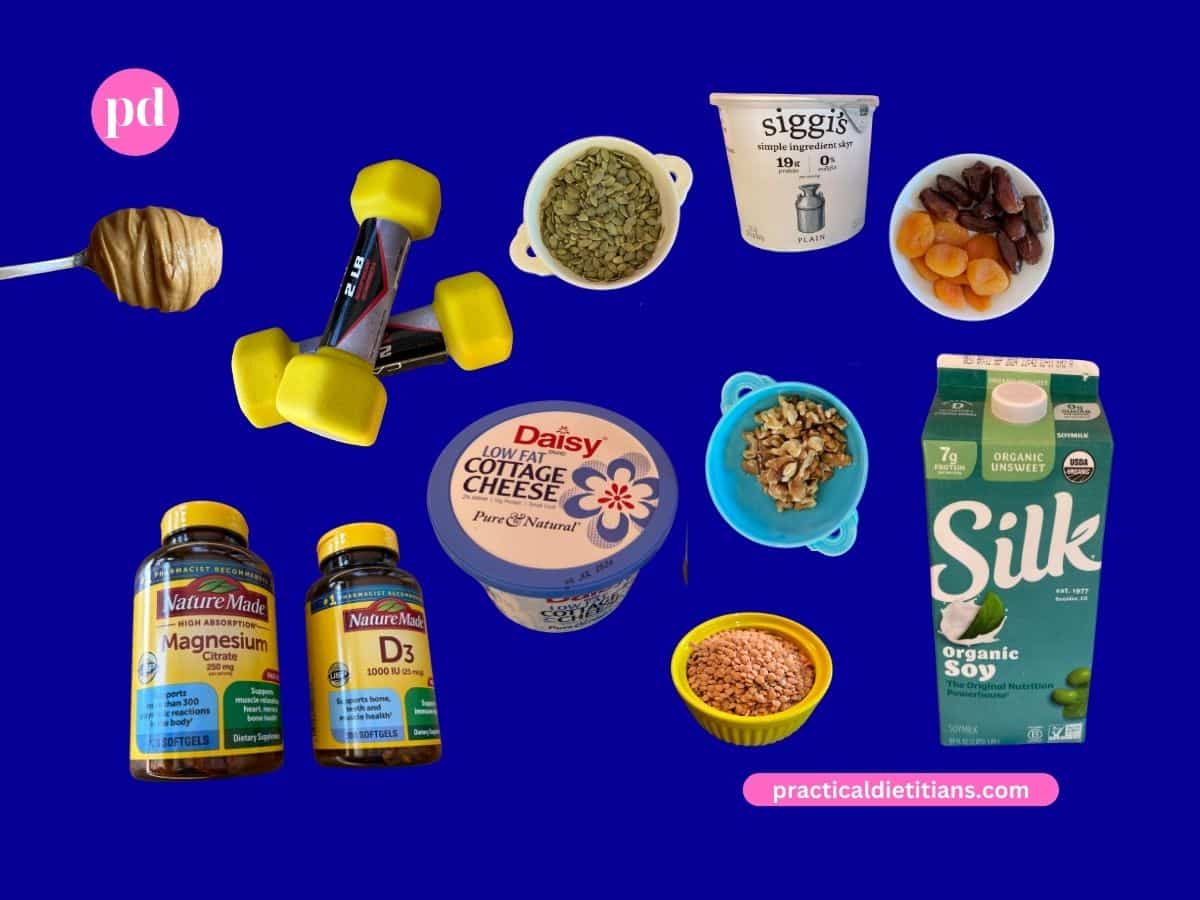 layout of bone supporting foods and supplements