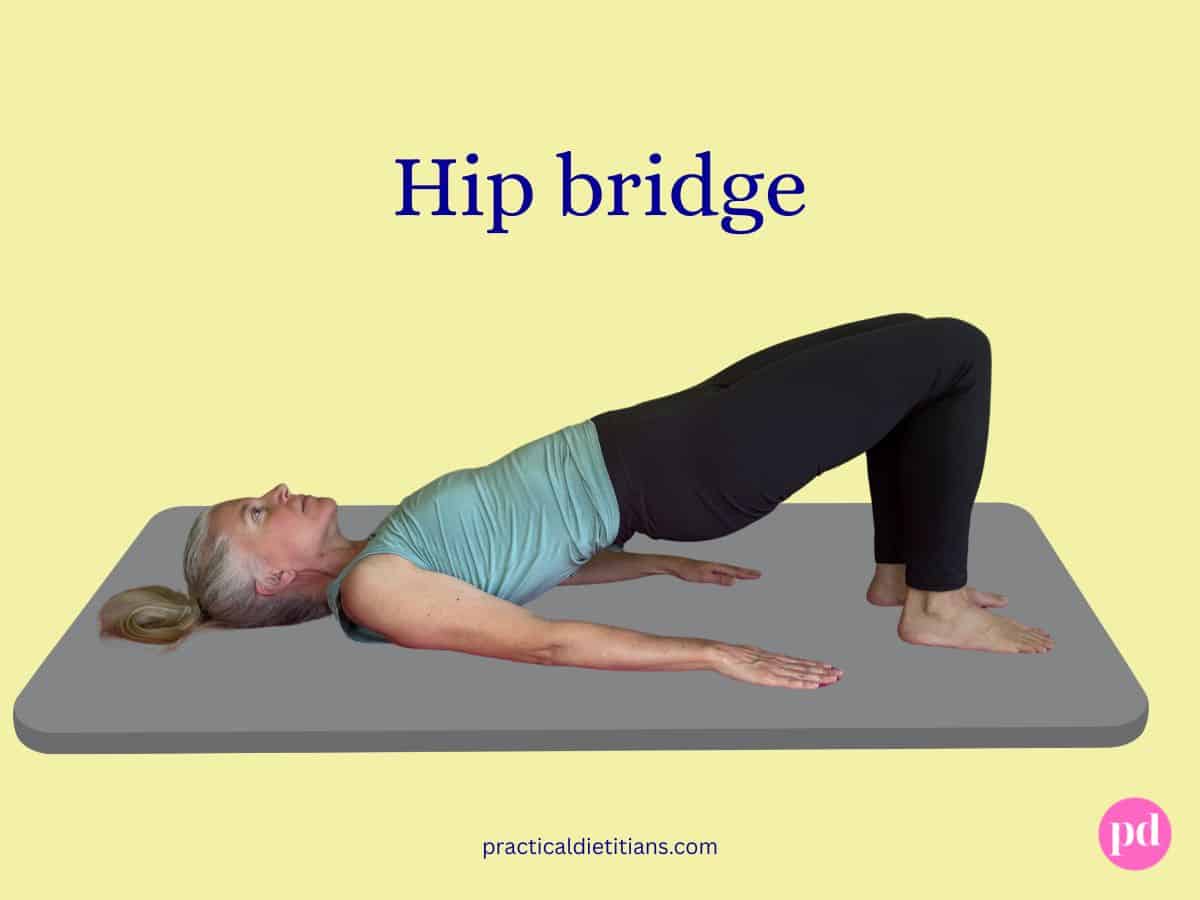 female demonstrating a hip bridge exercise